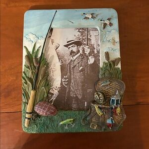 Fishing fisher man 4x4 picture frame
